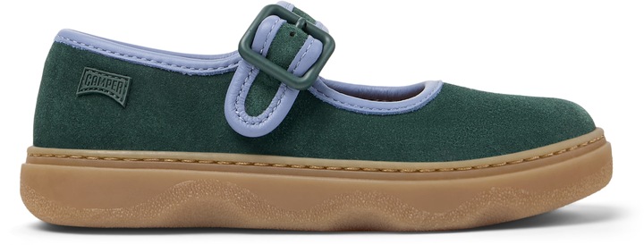Camper, Balerini Mary Jane de piele intoarsa Kiddo, Verde inchis