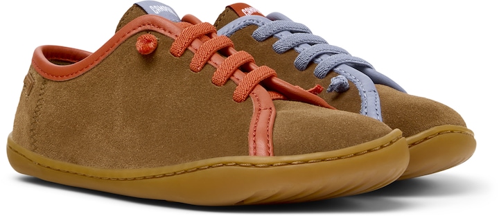 Camper, Pantofi de piele intoarsa cu sireturi contrastante Peu Cami Twins, Maro, 26 EU
