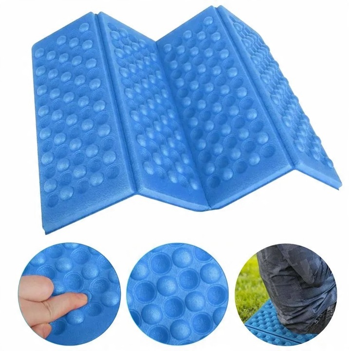 Saltea compacta din spuma, FOTOROB pliere facila, rezistenta la umezeala, greutate mica, albastru, 39, 5 x 28, 5 x 0, 7 cm
