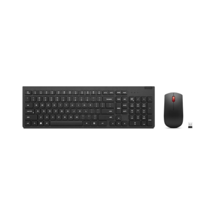Комплект клавиатура и мишка Lenovo, 2.4 Ghz, черен, руски/кирилица