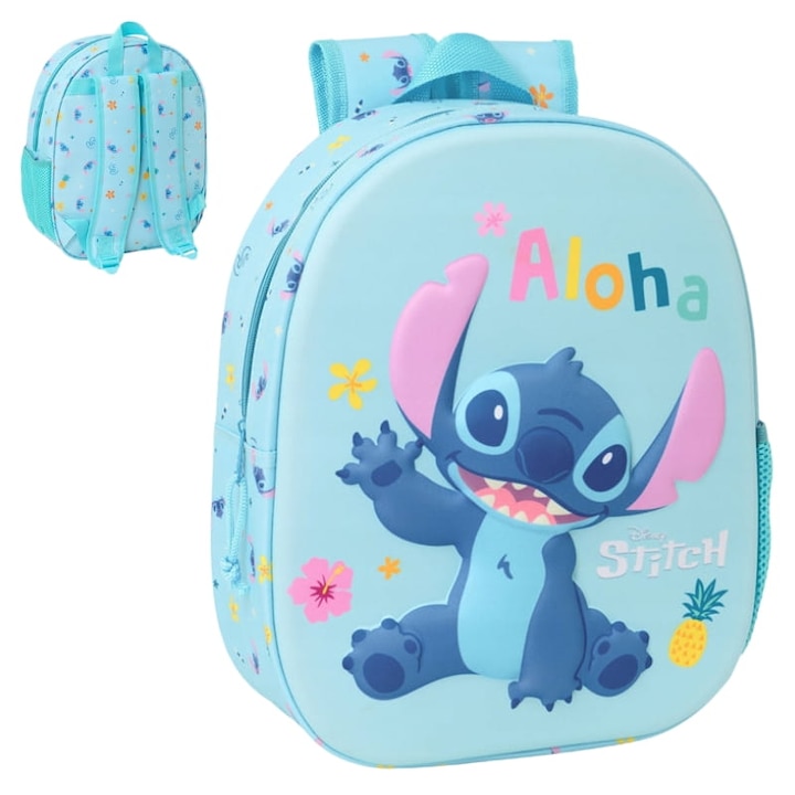 Раница за детска градина, Safta, полиестерен материал, 3D модел „Алоха“, регулируеми презрамки, едно основно отделение и един страничен джоб, 27 x 33 x 10 см, черна