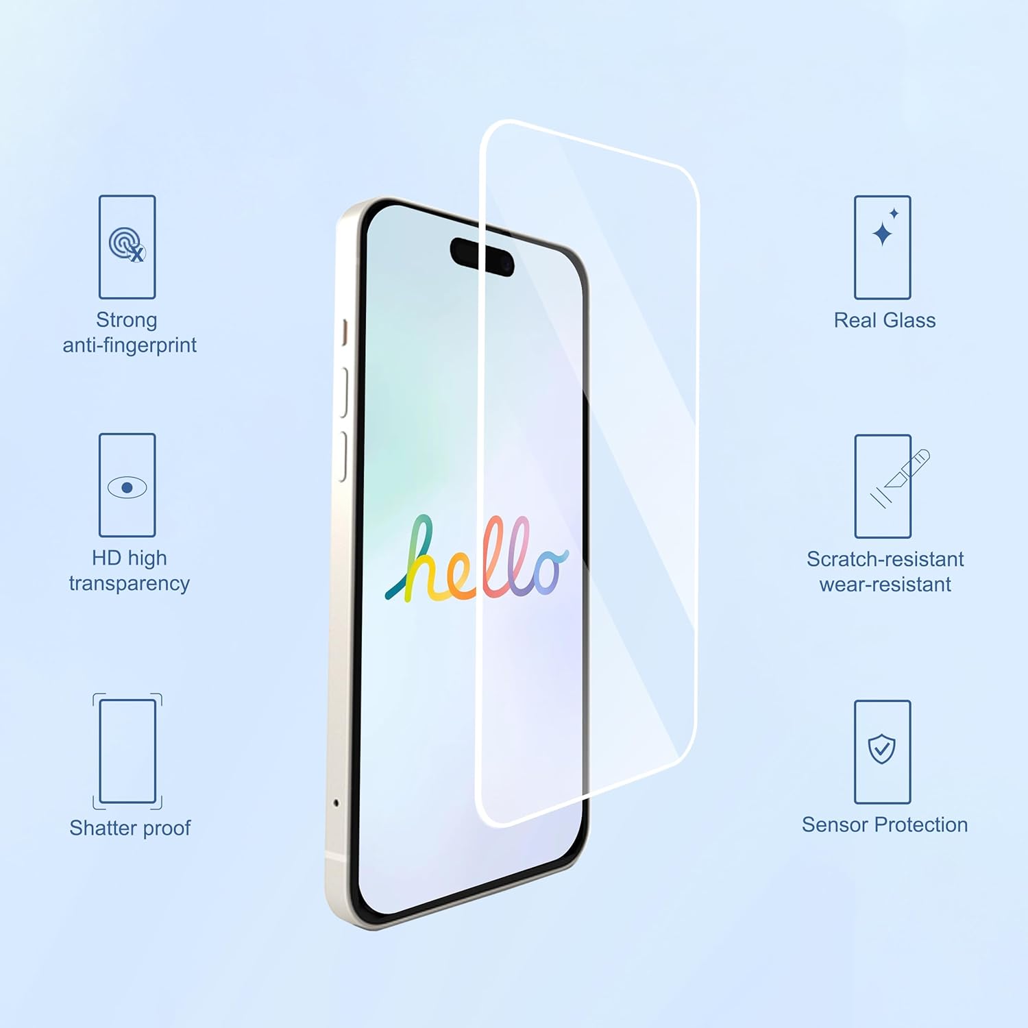 Set 3 Folii de protectie ecran pentru iPhone 16 Pro [6.3 inch] + 3 Protectii lentila camera cu cadru de instalare, folie sticla securizata compatibila cu husa, [9H Hardness] - HD, PEEKit