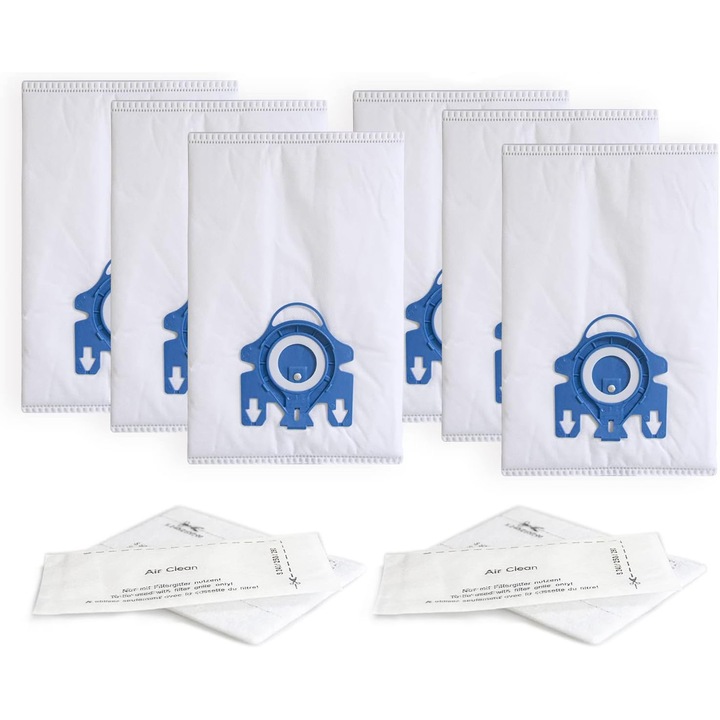 6 db-os GN porszívózsák Miele porszívókhoz, 2 motorvédő szűrővel, prémium anyagból, 5 rétegű