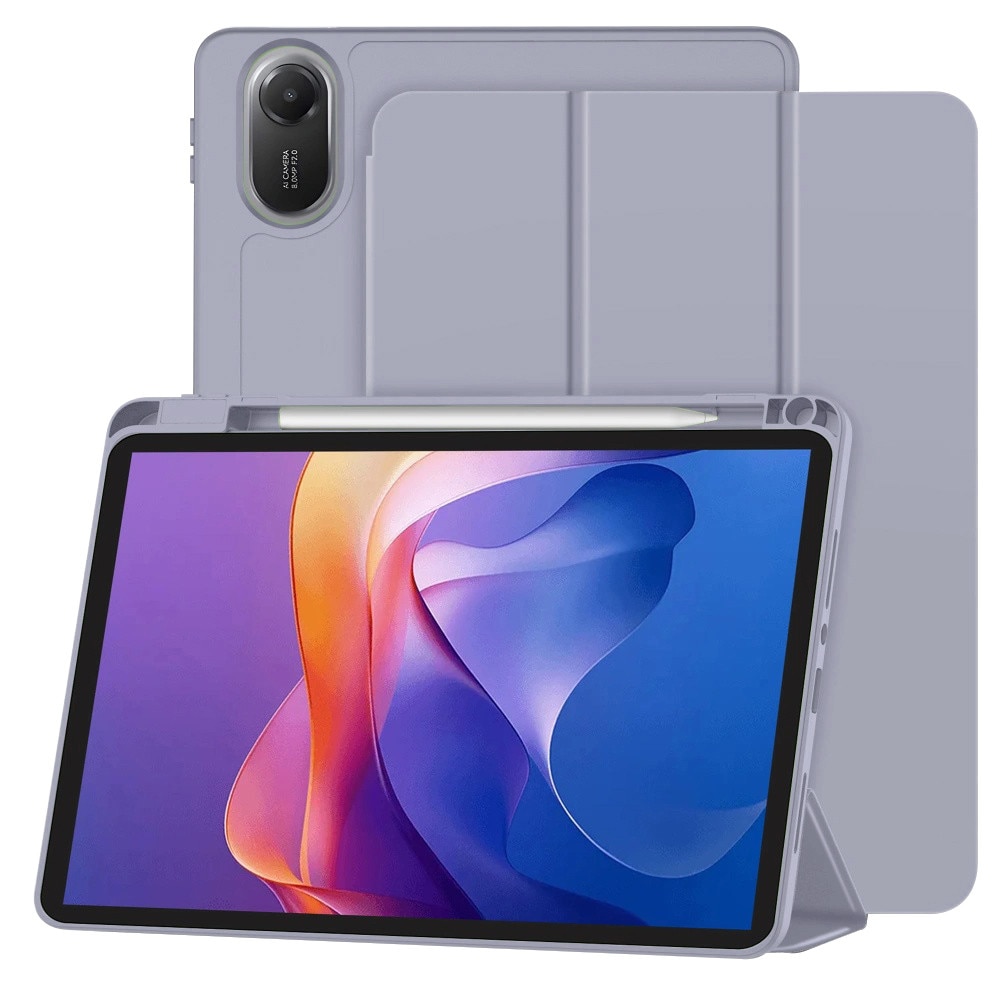 Husa pentru Xiaomi Redmi Pad 2 Soft Shell cu functie wake-up/sleep si compartiment pentru stylus tip stand - Mov