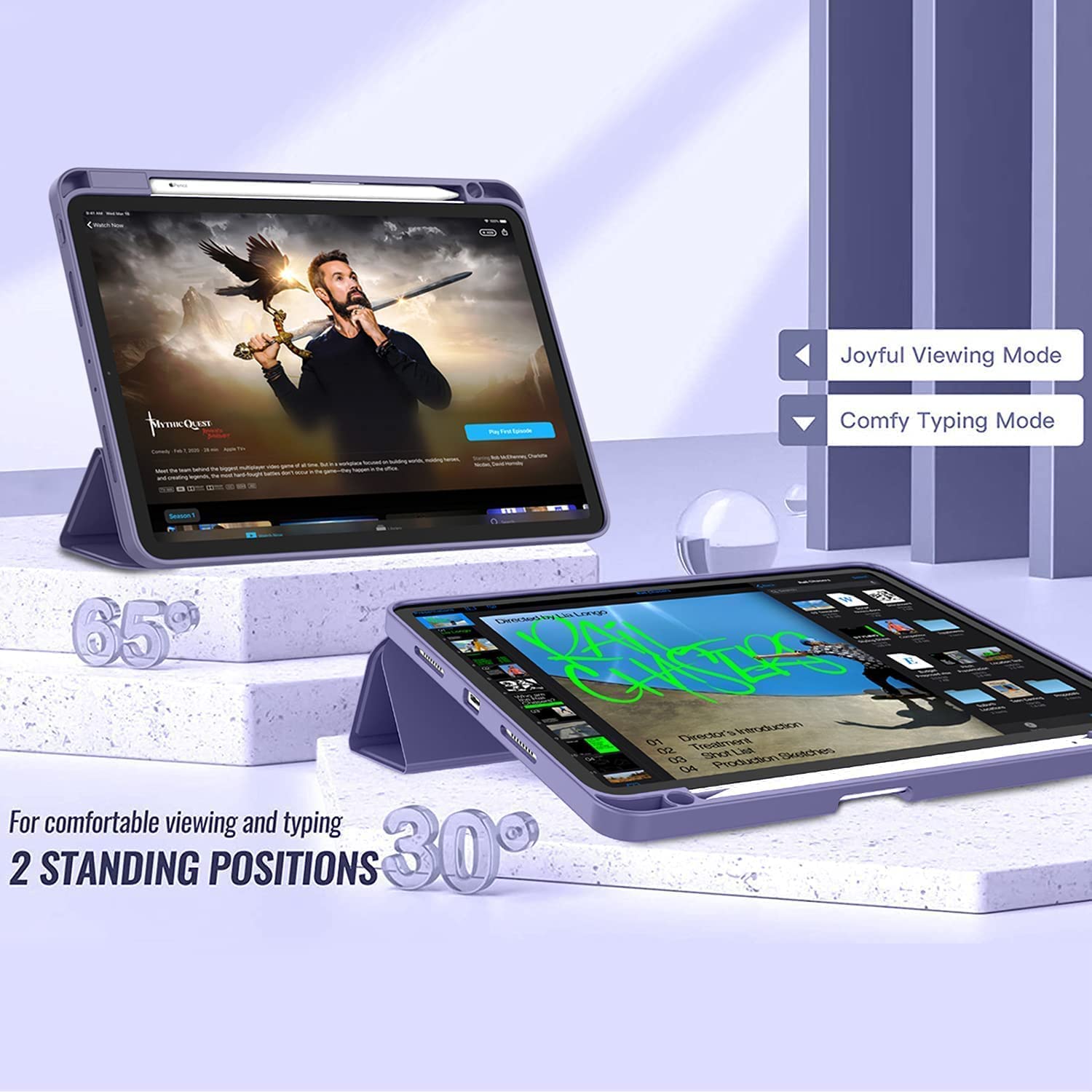 Husa pentru Xiaomi Redmi Pad 2 Soft Shell cu functie wake-up/sleep si compartiment pentru stylus tip stand - Mov