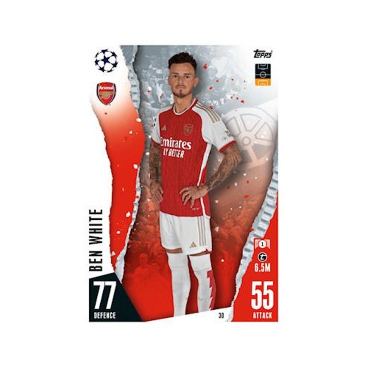 Jocuri de societate, Match Attax 2023/24, 30 Ben White, Arsenal, carte de baza