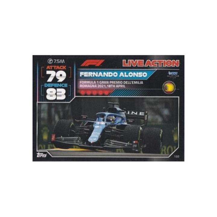 Társasjátékok, Turbo Attax 2022, 188 Fernando Alonso (Alpine), alapkártya