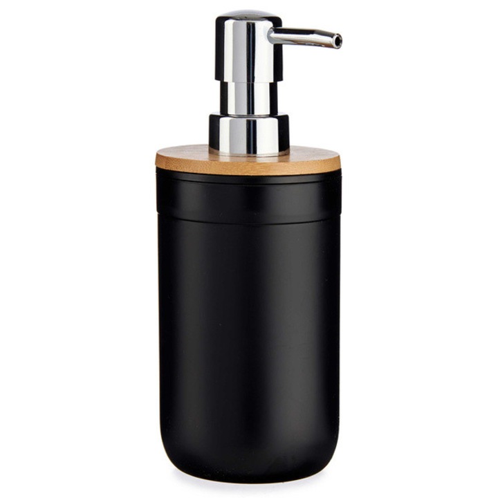 Szappanadagoló bambusz fedéllel CLEAN, 350 ml - fekete