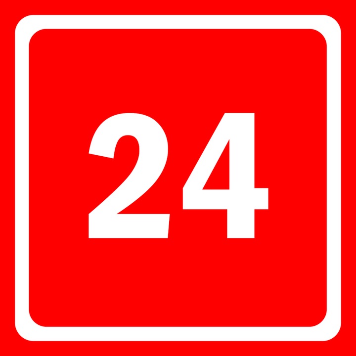 Eticheta stil numar indicator 24, Autoadeziv, Cri-Flo, Culoare Rosu, Dimensune 100x100mm