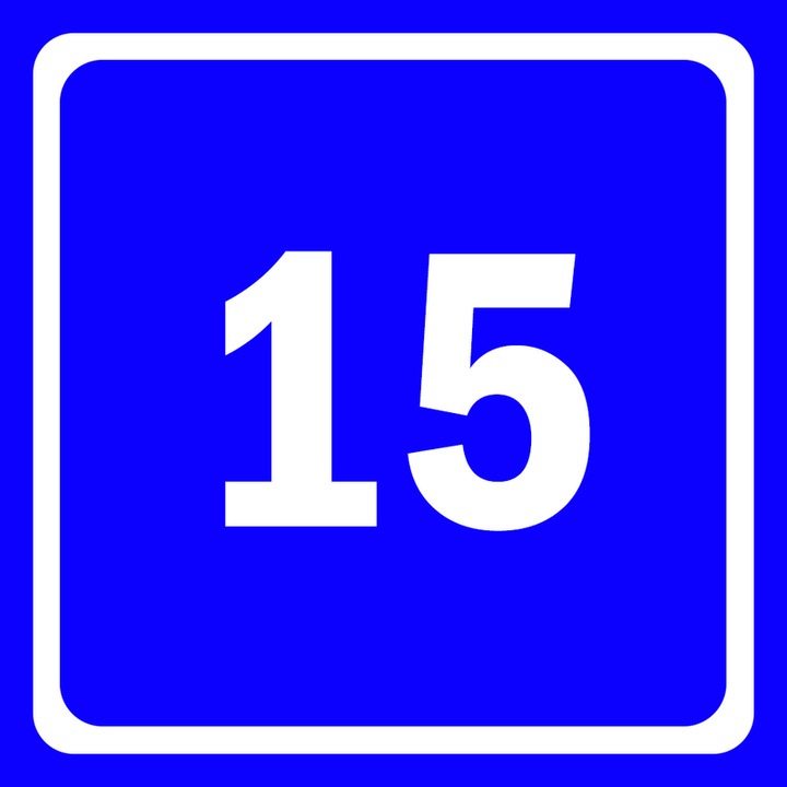 Eticheta stil numar indicator 15, Autoadeziv, Cri-Flo, Culoare Albastru, Dimensune 100x100mm