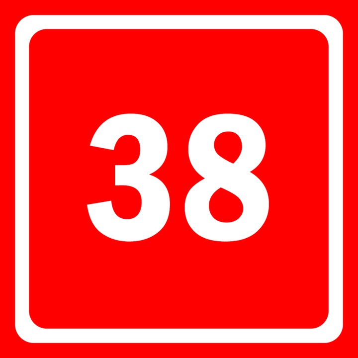 Eticheta stil numar indicator 38, Autoadeziv, Cri-Flo, Culoare Rosu, Dimensune 100x100mm