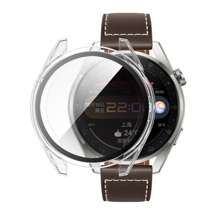 Husa Protectie pentru Huawei Watch 3 Pro + Folie, T30, Lexgard, Átlátszó