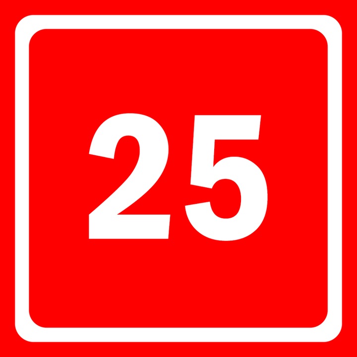 Eticheta stil numar indicator 25, Autoadeziv, Cri-Flo, Culoare Rosu, Dimensune 100x100mm