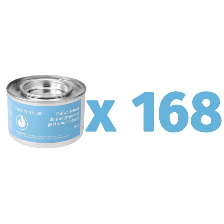Set 168 x Combustibil gel pentru incalzitoare gastronomice 200 g, TECHNICA, fara miros, 0-22C