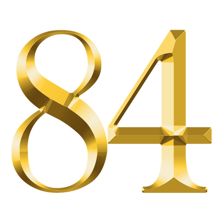 Numar cifra 84, Pentru casa, Efect 3D, Numere de usa, cutie postala, apartament, hotel, birou, camera, curte, cafenea, Autoadeziv, Cri-Flo, Culoare Auriu, Inaltime 8 cm