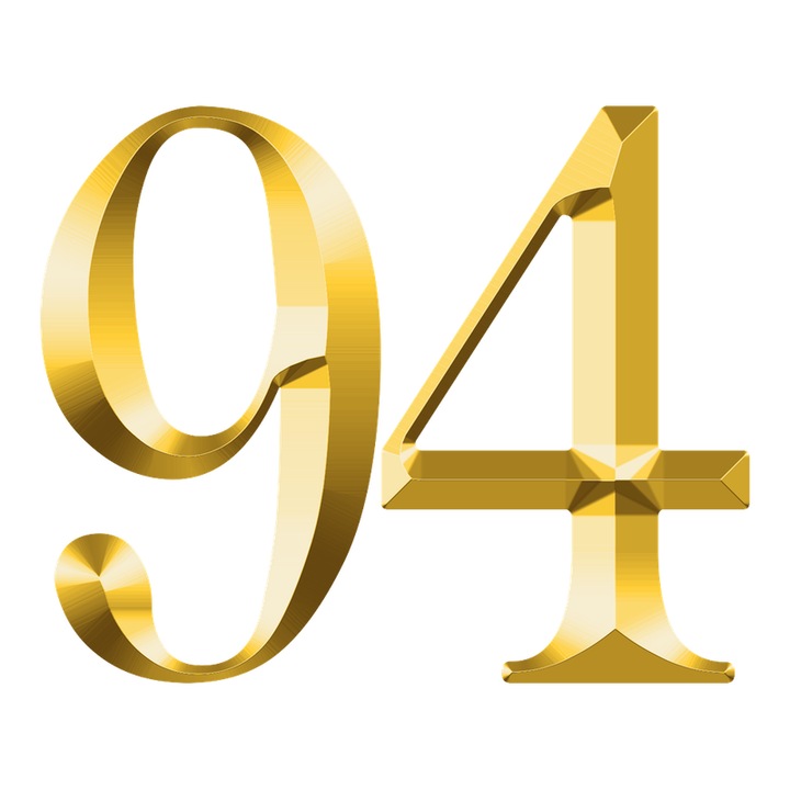 Numar cifra 94, Pentru casa, Efect 3D, Numere de usa, cutie postala, apartament, hotel, birou, camera, curte, cafenea, Autoadeziv, Cri-Flo, Culoare Auriu, Inaltime 8 cm