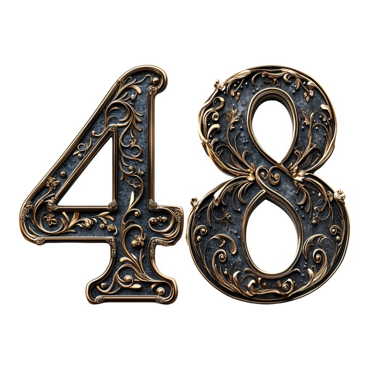 Numar cifra 48, Pentru casa, Efect 3D, Numere de usa, cutie postala, apartament, hotel, birou, camera, curte, cafenea, Autoadeziv, Cri-Flo, Culoare Negru, Inaltime 8 cm