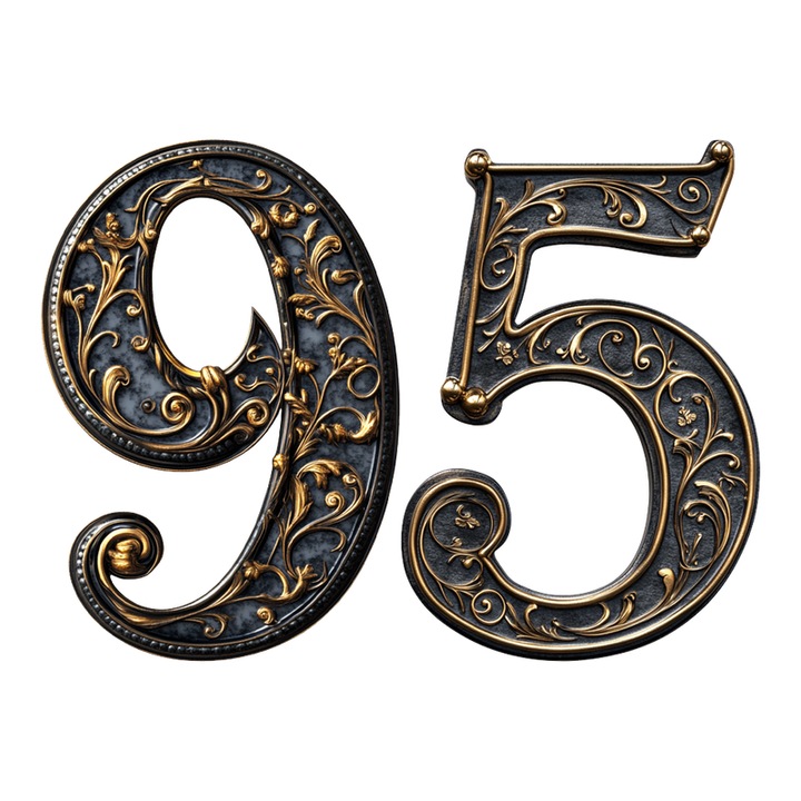 Număr pentru ușă, Cri-Flo, cifra 95, efect 3D, autoadeziv, negru, 8cm