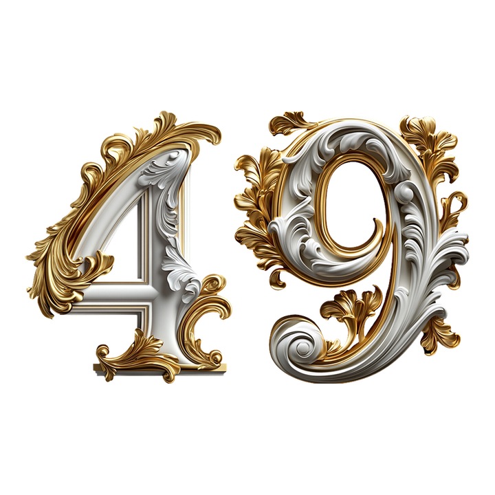 Numar cifra 49, Pentru casa, Efect 3D, Numere de usa, cutie postala, apartament, hotel, birou, camera, curte, cafenea, Autoadeziv, Cri-Flo, Culoare Alb, Inaltime 8 cm