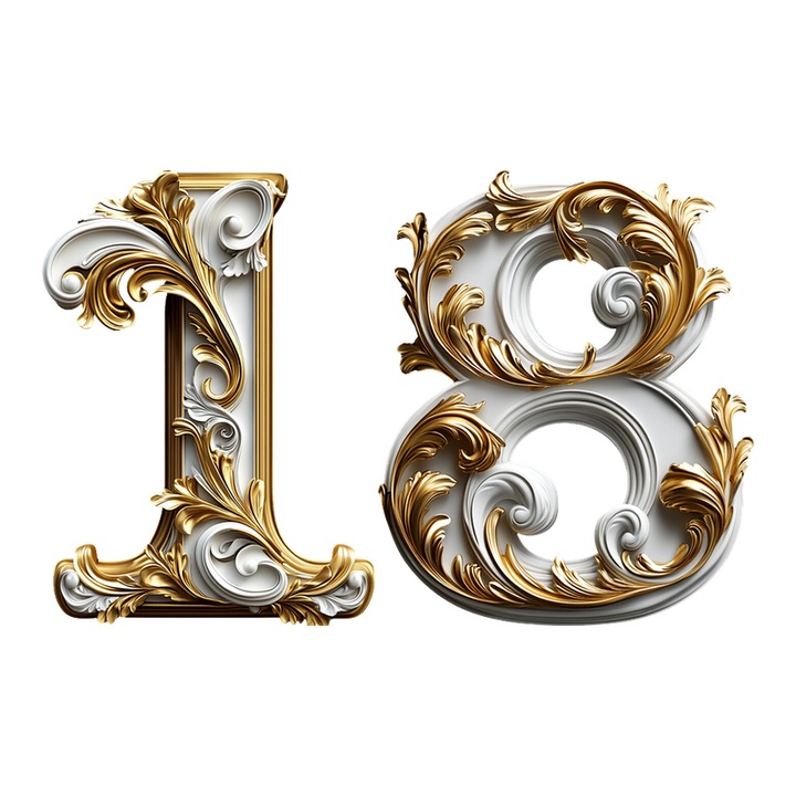 Numar cifra 18, Pentru casa, Efect 3D, Numere de usa, cutie postala, apartament, hotel, birou, camera, curte, cafenea, Autoadeziv, Cri-Flo, Culoare Alb, Inaltime 8 cm