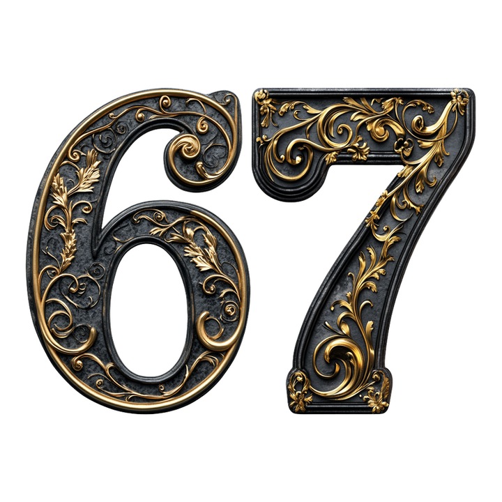 Numar cifra 67, Pentru casa, Efect 3D, Numere de usa, cutie postala, apartament, hotel, birou, camera, curte, cafenea, Autoadeziv, Cri-Flo, Culoare Negru, Inaltime 8 cm