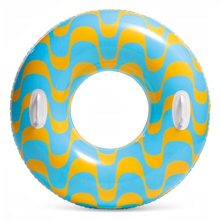 Colac de plaja Intex 59256, 91 cm, 2 manere, albastru/galben