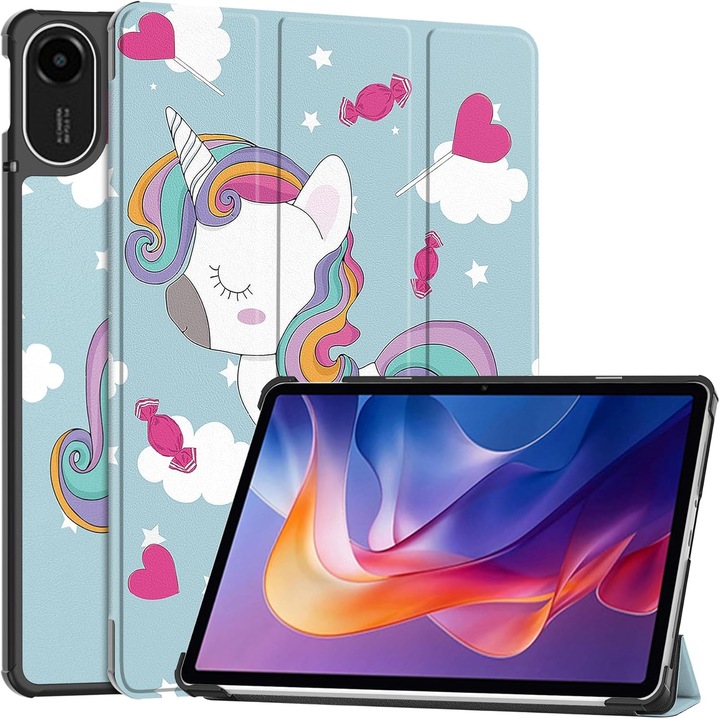 Калъф за Xiaomi Redmi Pad 2, тип стойка, функция за сън/събуждане, 360° защита - Unicorn