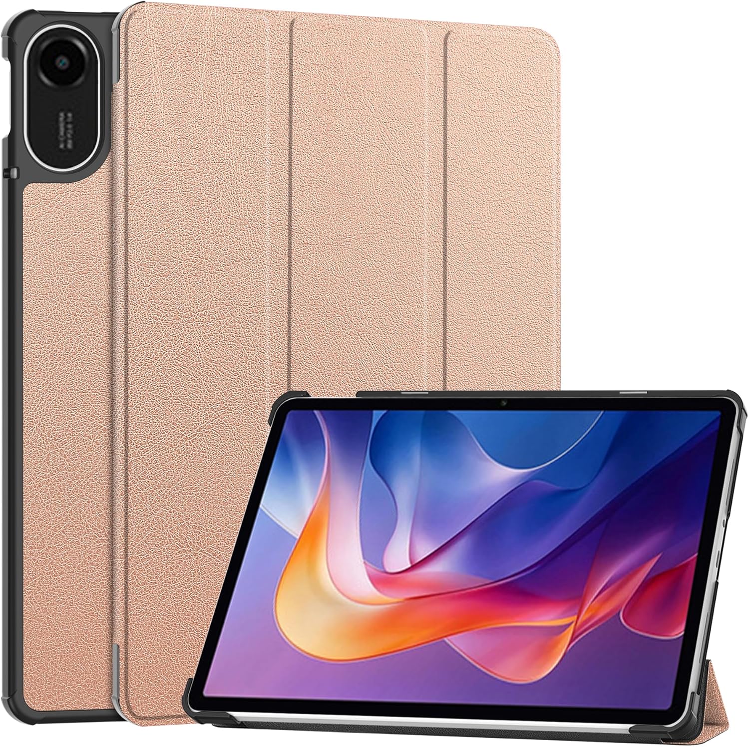 Husa pentru Xiaomi Redmi Pad 2 tip stand functie sleep/wake-up protectie 360 - Rose gold