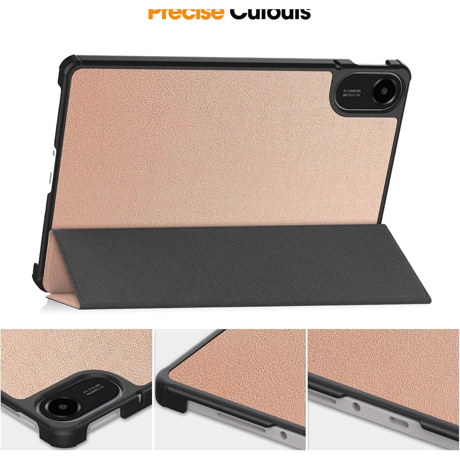 Husa pentru Xiaomi Redmi Pad 2 tip stand functie sleep/wake-up protectie 360 - Rose gold