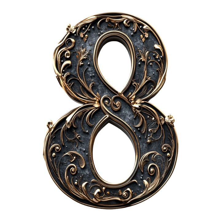 Numar cifra 8, Pentru casa, Efect 3D, Numere de usa, cutie postala, apartament, hotel, birou, camera, curte, cafenea, Autoadeziv, Cri-Flo, Culoare Negru, Inaltime 8 cm