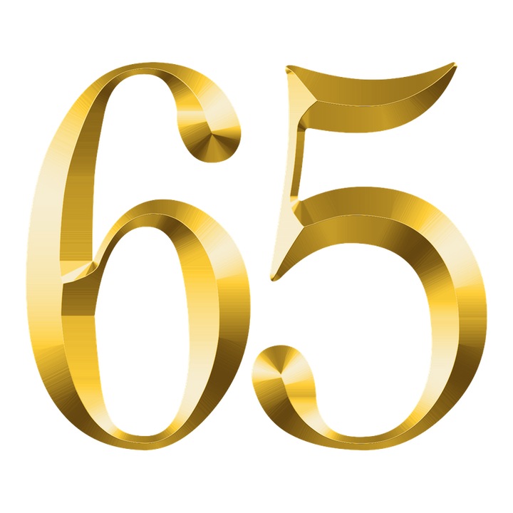 Numar cifra 65, Pentru casa, Efect 3D, Numere de usa, cutie postala, apartament, hotel, birou, camera, curte, cafenea, Autoadeziv, Cri-Flo, Culoare Auriu, Inaltime 8 cm