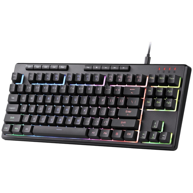Tastatura gaming cu fir Redragon Shiva TKL, Iluminare RGB, Membrana, Negru
