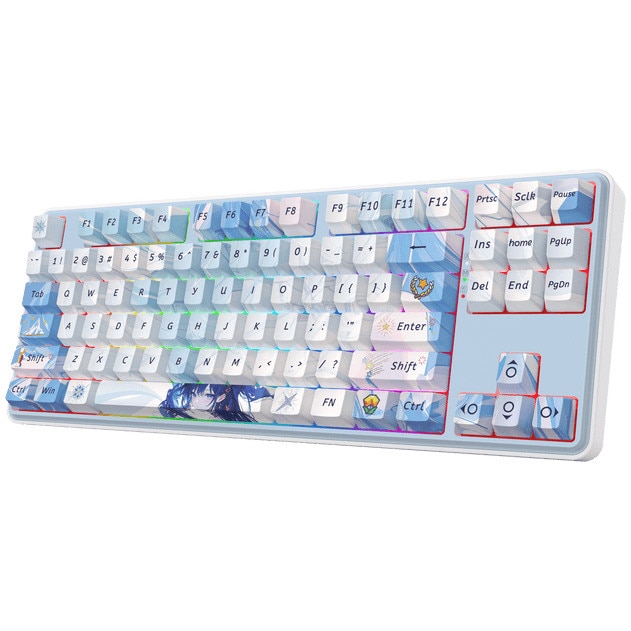 Tastatura gaming mecanica Bluetooth/cu fir Redragon Star Blade Pro, Iluminare RGB, Switch-uri Liniare Mint Mambo, Alb