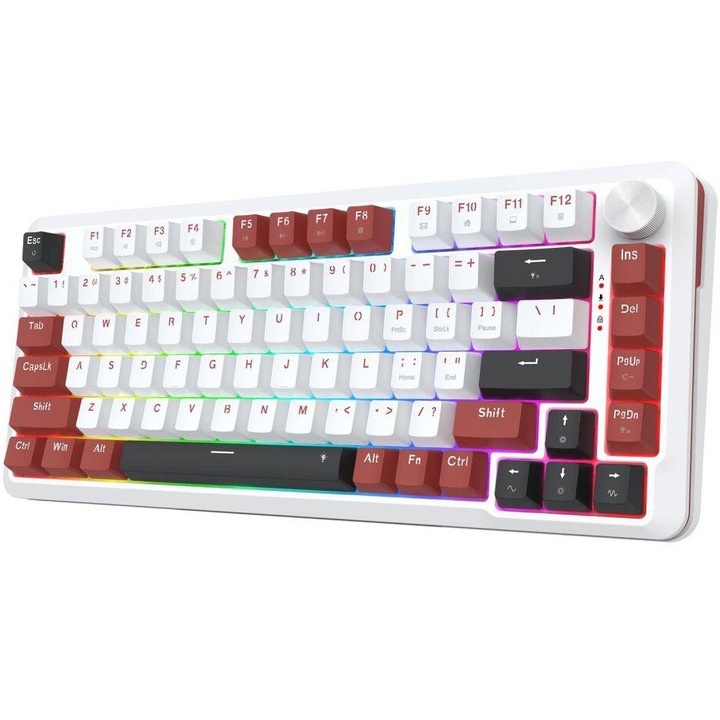 Клавиатура Gaming Redragon Stormhunter с кабел, RGB осветление, Розови магнитни превключватели Redragon, Бял