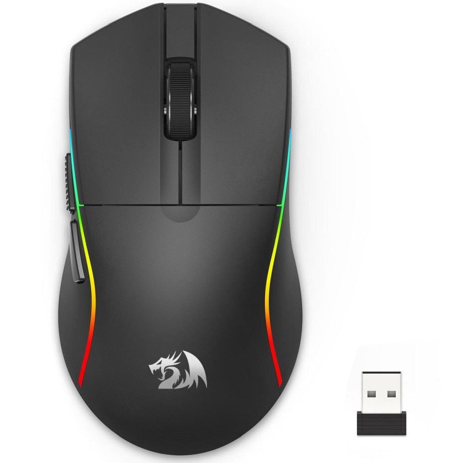 Mouse gaming wireless/cu fir Redragon Deicide Pro, Iluminare RGB, 26000 DPI, Senzor Optic, Negru