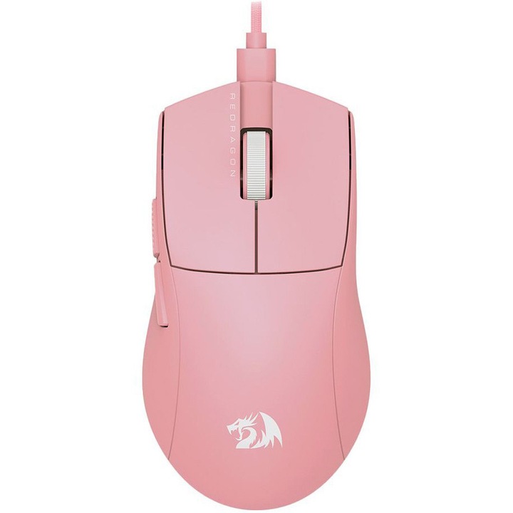 Redragon K1ng 1K Vezetékes gaming egér , 12400 DPI, Optikai érzékelő Pixart PAW3327, Rózsaszín