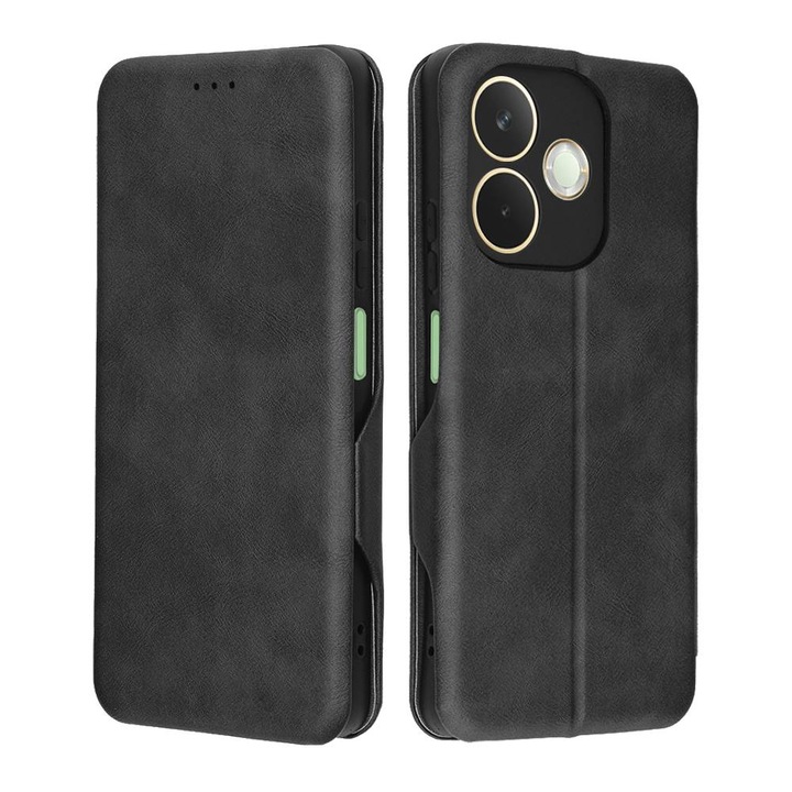 Husa tip carte pentru Oppo A5 Pro 5G Smart Wallet fata - spate protectie 360 - Negru