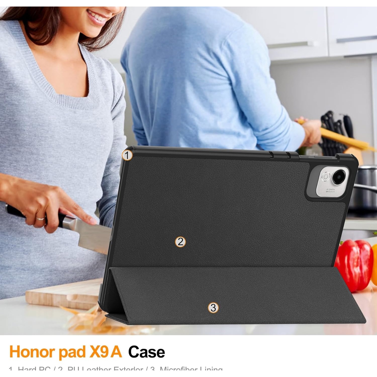 Husa pentru Honor Pad X9a tip stand functie sleep/wake-up protectie 360 - Negru
