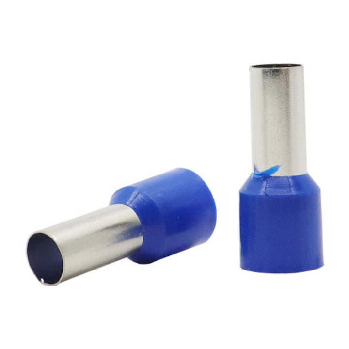 Set 100buc pini terminali izolati, 16mmp, albastru, Mentavill