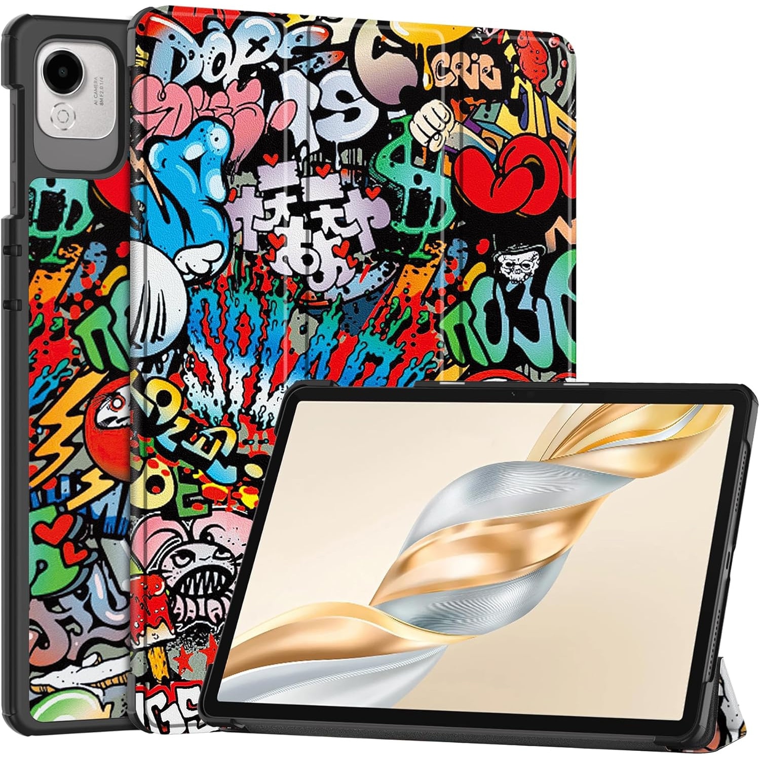 Husa pentru Honor Pad X9a tip stand functie sleep/wake-up protectie 360 - Graffiti