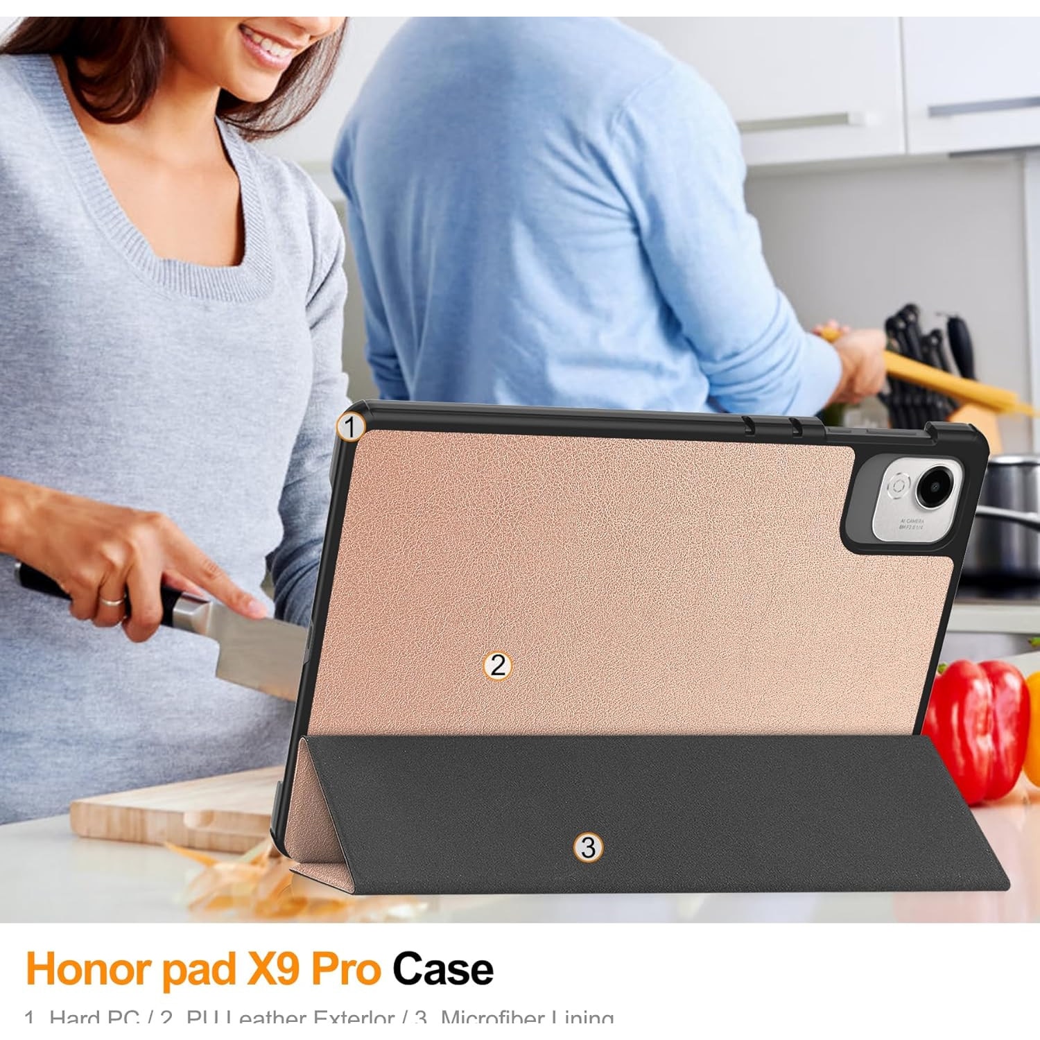 Husa pentru Honor Pad X9a tip stand functie sleep/wake-up protectie 360 - Roz