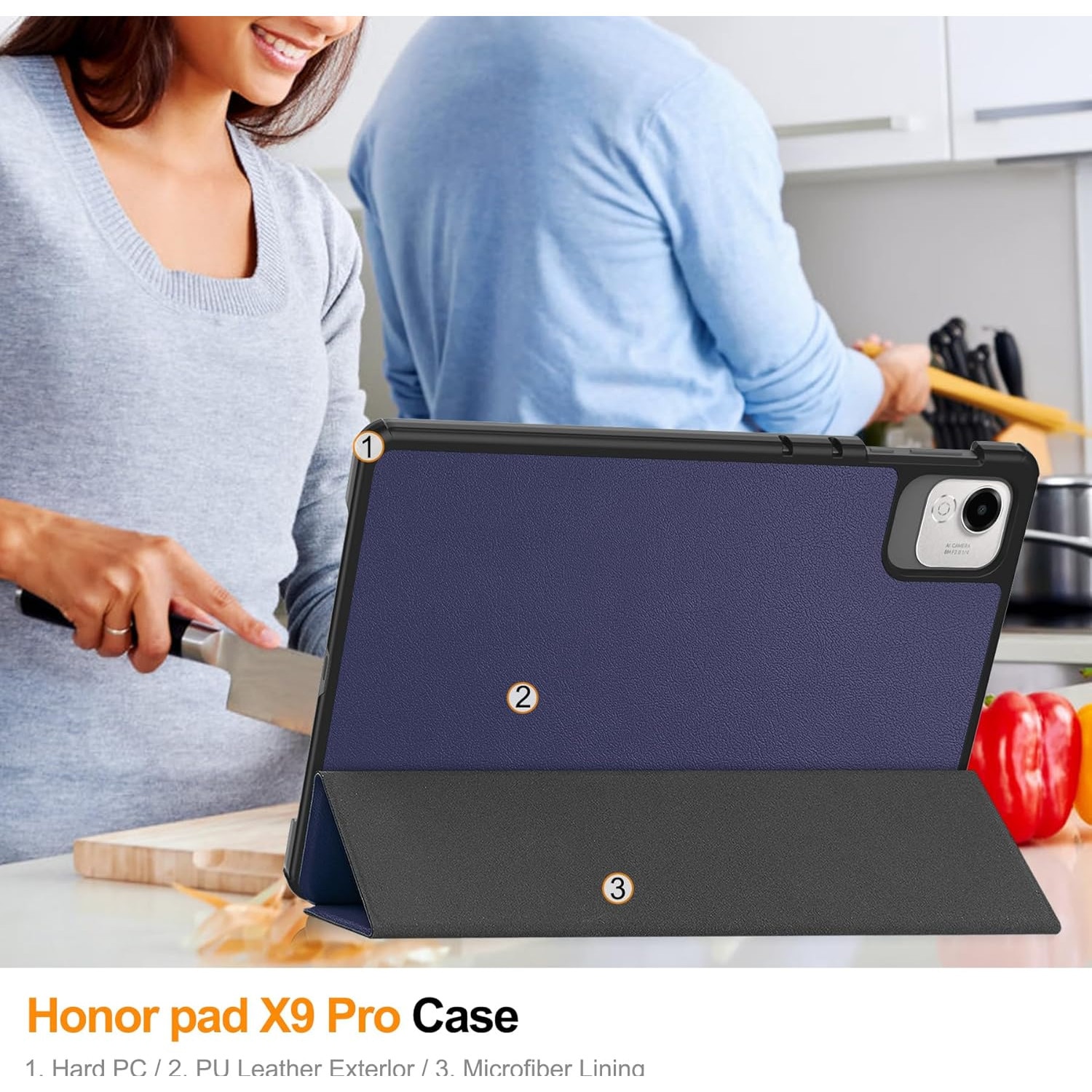 Husa pentru Honor Pad X9a tip stand functie sleep/wake-up protectie 360 - Albastru