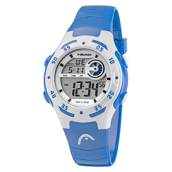 Ceas dama Head Tokyo H140302, 38mm, alb si albastru, cu cronograf si alarm, impermeabil 50m