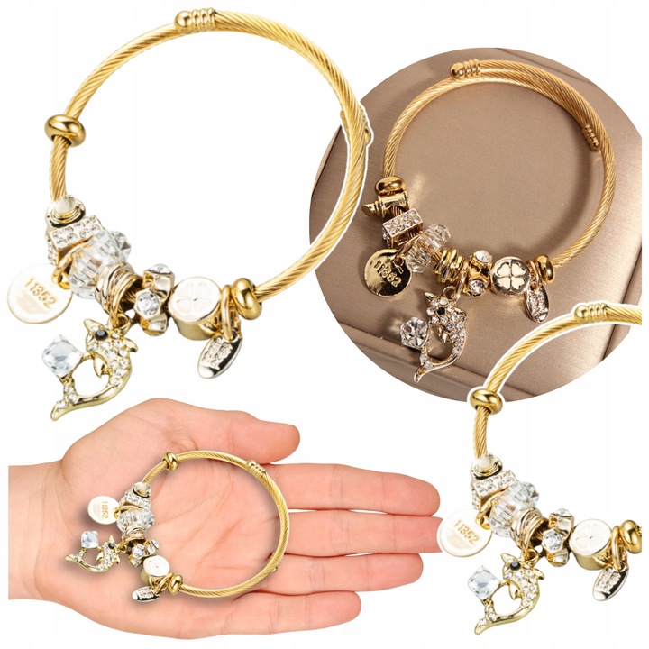 Bratara aurie cu delfin, doUp, eleganta, standard pentru incheietura mainii