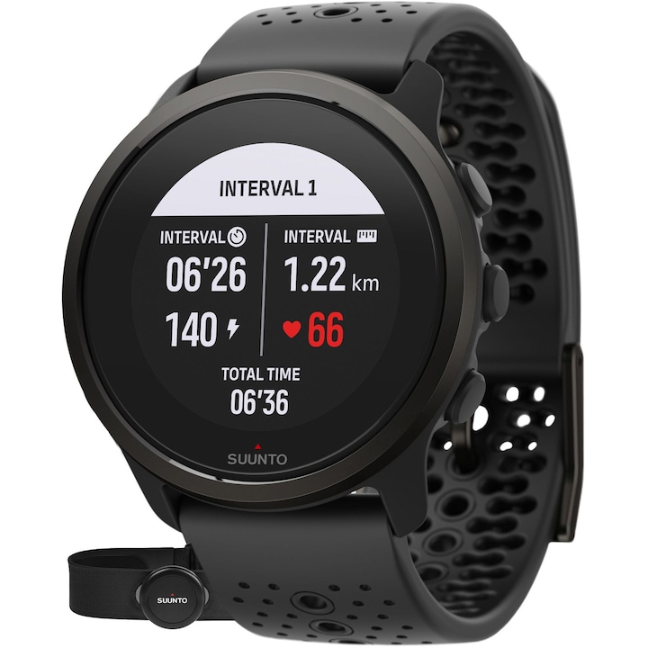 Спортен часовник, Suunto, силиконова каишка, водоустойчив до 30 м, черен