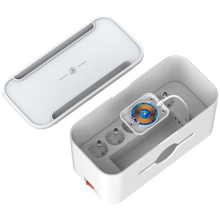 Удължител Energizer, 5 x гнезда, 2 x USB-A, 1 x USB-C, 2500W, 10A, 2 м, бял