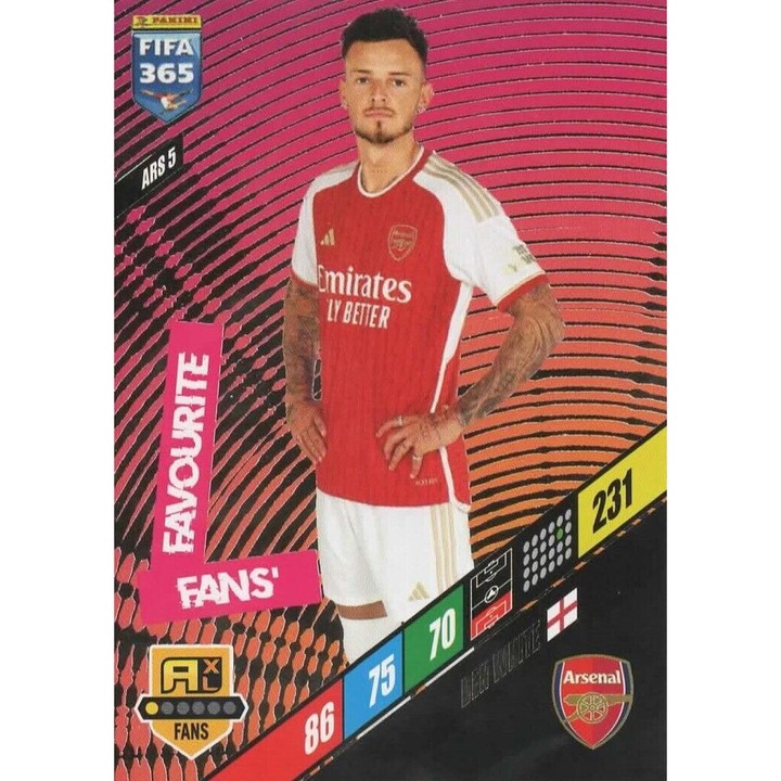 Настолна игра Panini Adrenalyn XL 365 2024 ARS5 Бен Уайт, Арсенал, Любимец на феновете