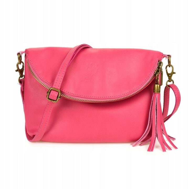 Női táska, Vera Pelle, levéltáska, valódi bőr, rózsaszín, méretek 23x18x5cm