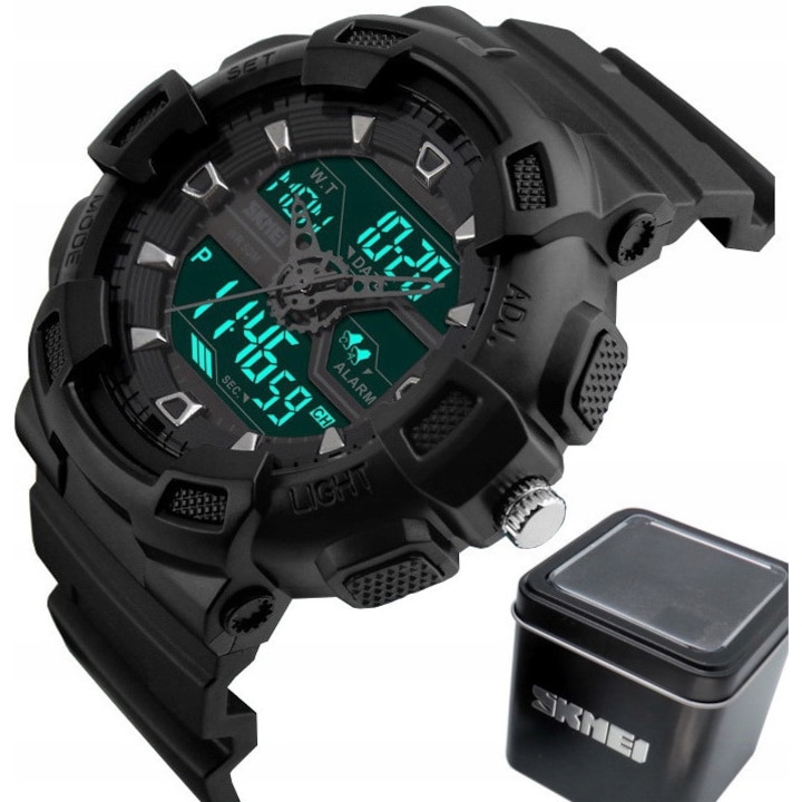 Ceas barbatesc SKMEI Shock Watch sportiv rezistent negru 225x50mm