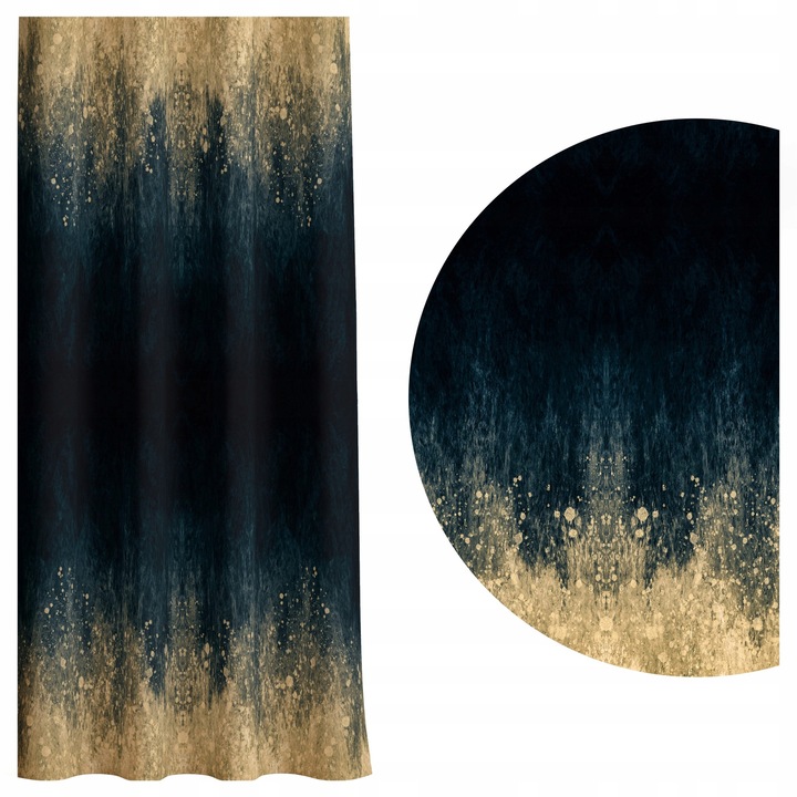 Perdele Gata, Warmu, Bleumarin/Auriu, 140x270 cm, Poliester, Gramaj 180 g/m